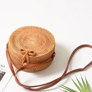 Boho rattan crossbody handbag